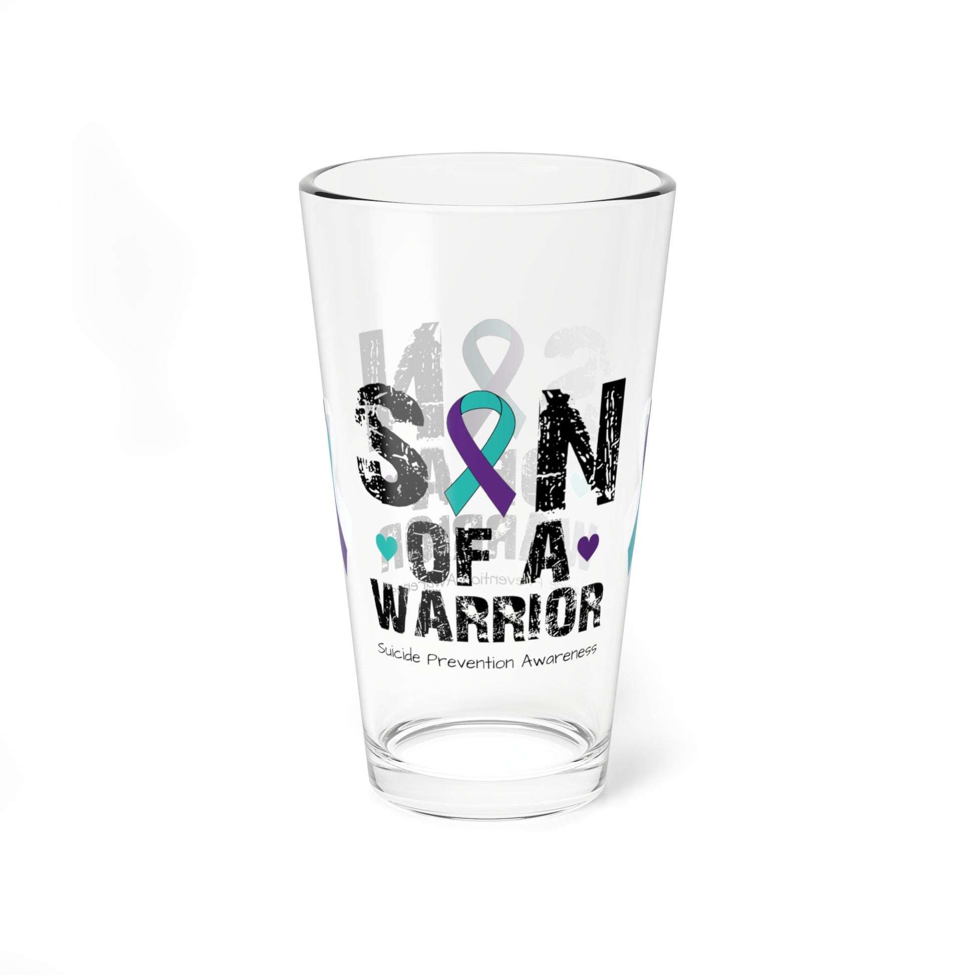 Son of a Warrior - Suicide Prevention Awareness Warrior Pint Glass, 16oz