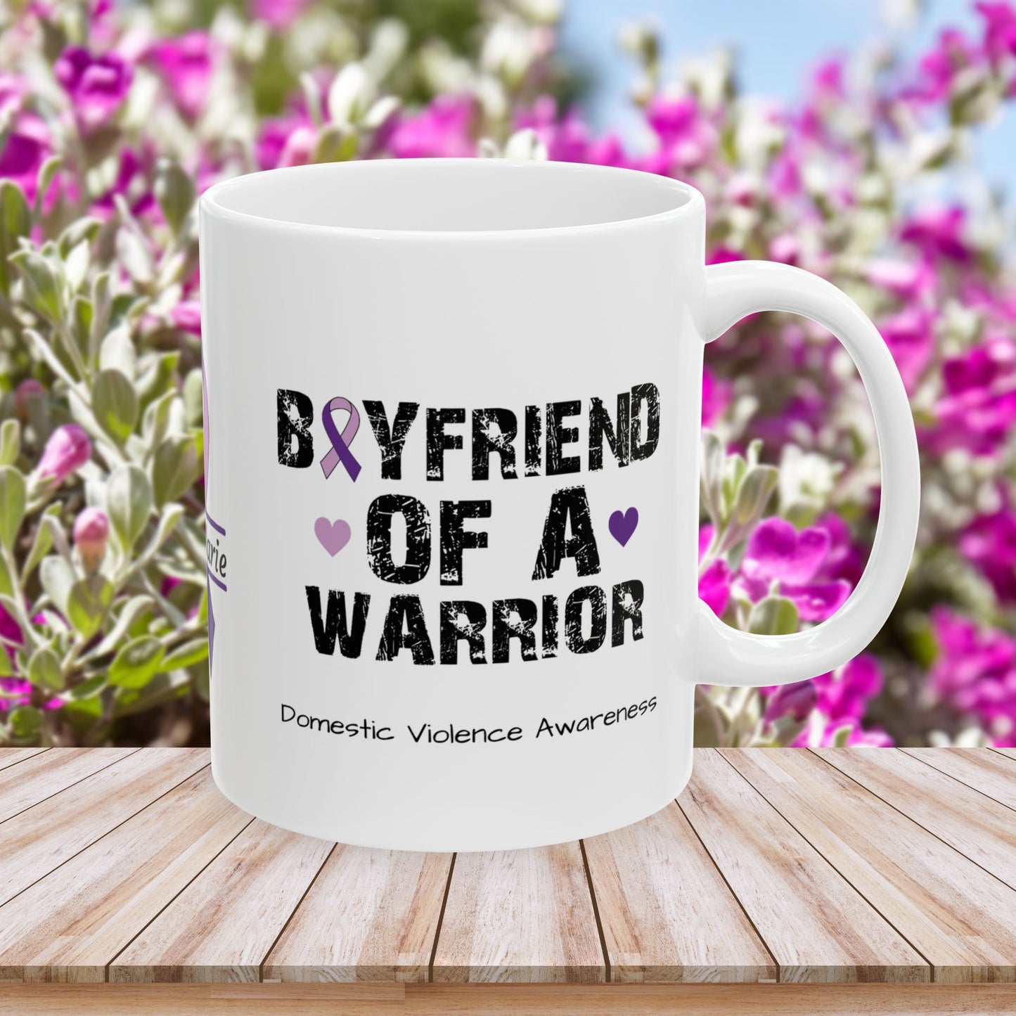 Boyfriend of a Warrior - Personalized Domestic Violence Awareness Gift, Empowerment and Resilience Ceramic Mug, Support for Survivors