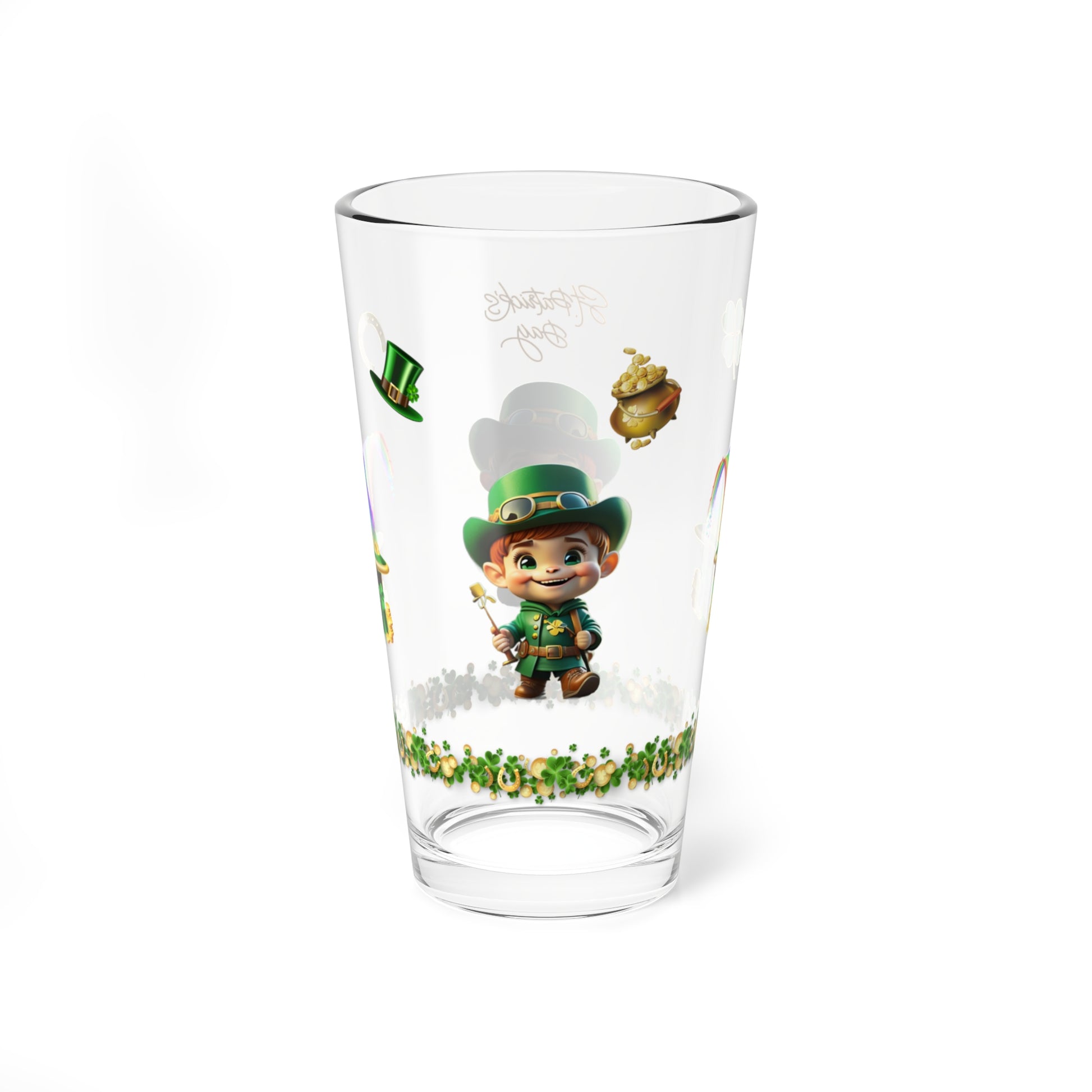 Mindful March Leprechaun - St. Patrick's Day Pint Glass, 16oz