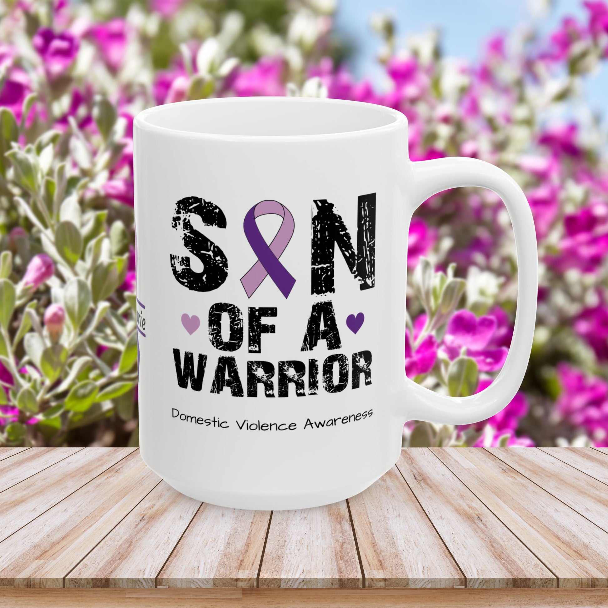 Son of a Warrior - Personalized Domestic Violence Awareness Gift, Empowerment and Resilience Ceramic Mug, Support for Survivors