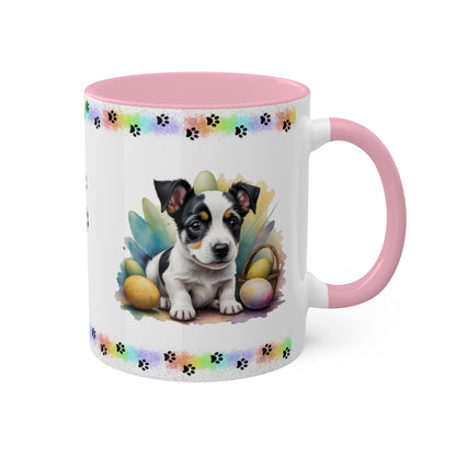 Jack Russel Terrier - Eggstra-Adorable Easter Puppy Two-Tone Coffee Mug, 11oz