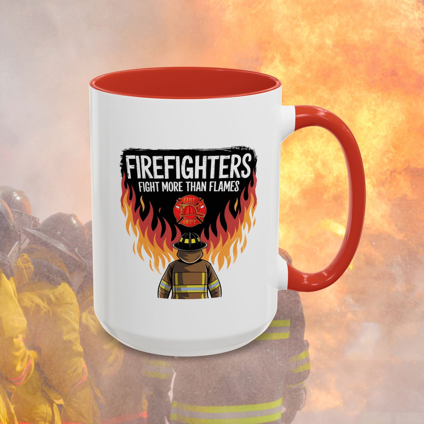 Firefighters Fight More Than Flames - Mental Health Awareness for Firefighters, Accent Coffee Mug (11, 15oz)