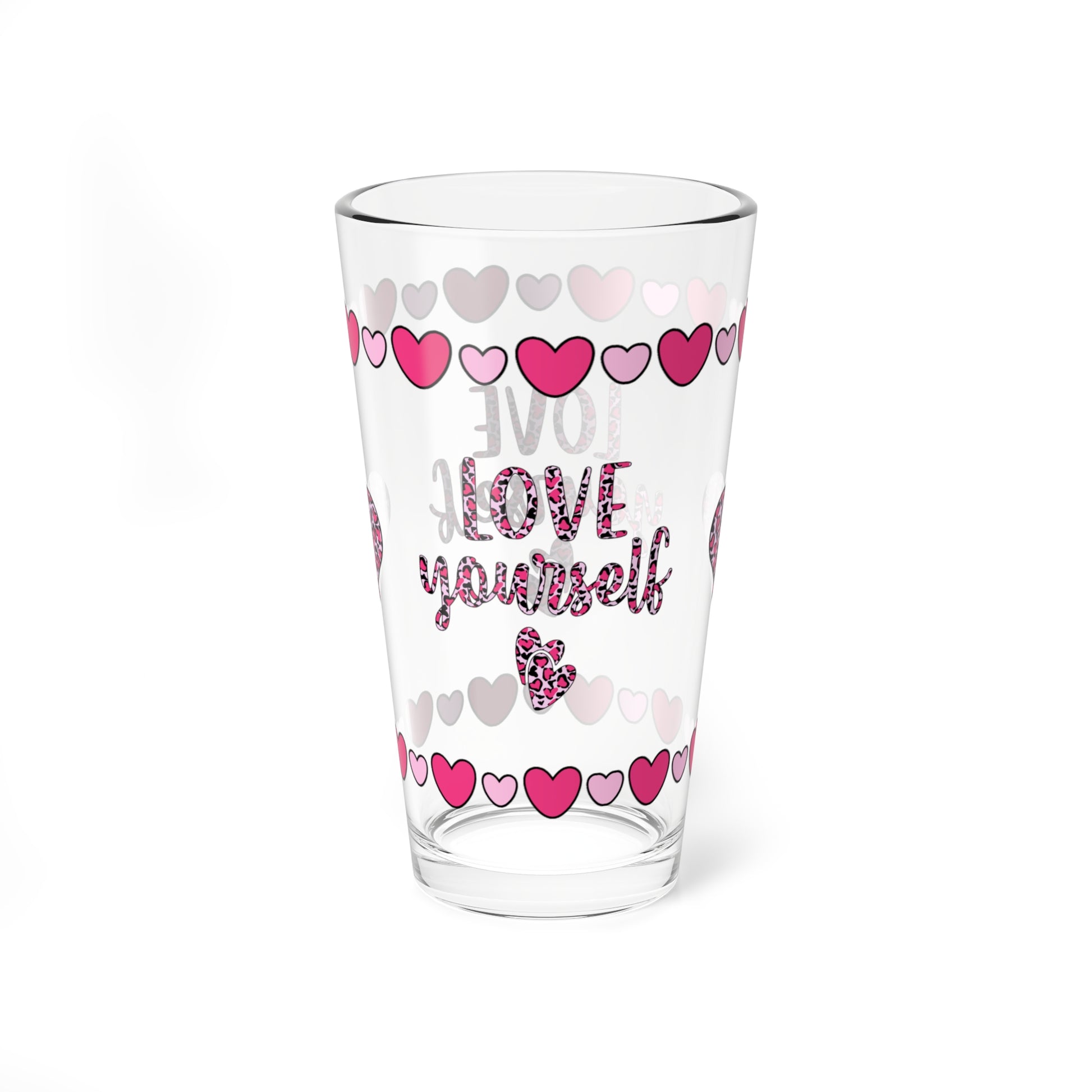 Love Yourself 16oz Pint Glass - Valentine's Day Self-Care Gift, Mindful Positivity Drinkware