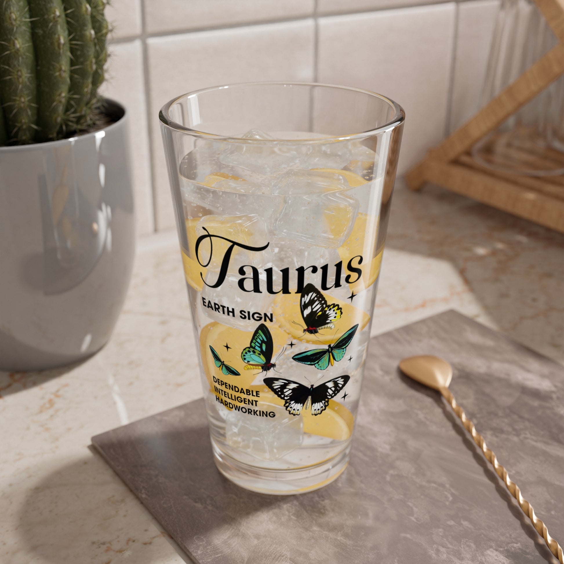 Taurus Zodiac Pint Glass 16oz, Astrology Drinkware, Horoscope Gift, Zodiac Glass, Birthday Gift, Cosmic Glassware, Astrology Themed Drinkware