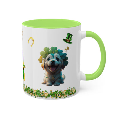 Pawsitive Paddy's Puzzle Parade - St. Patrick's Day Two-Tone Coffee Mug