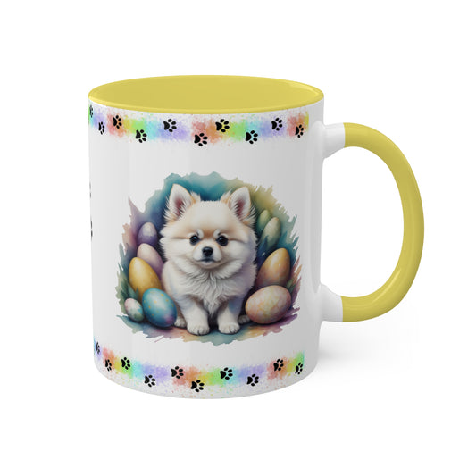 Pomeranian - Eggstra-Adorable Easter Puppy Two-Tone Coffee Mug, 11oz