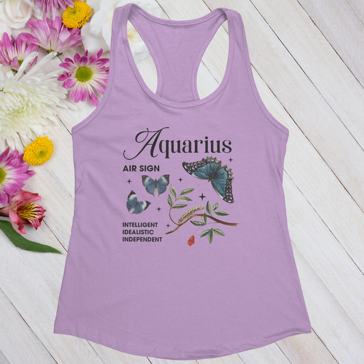 Aquarius Butterfly Zodiac Women's Racerback Tank