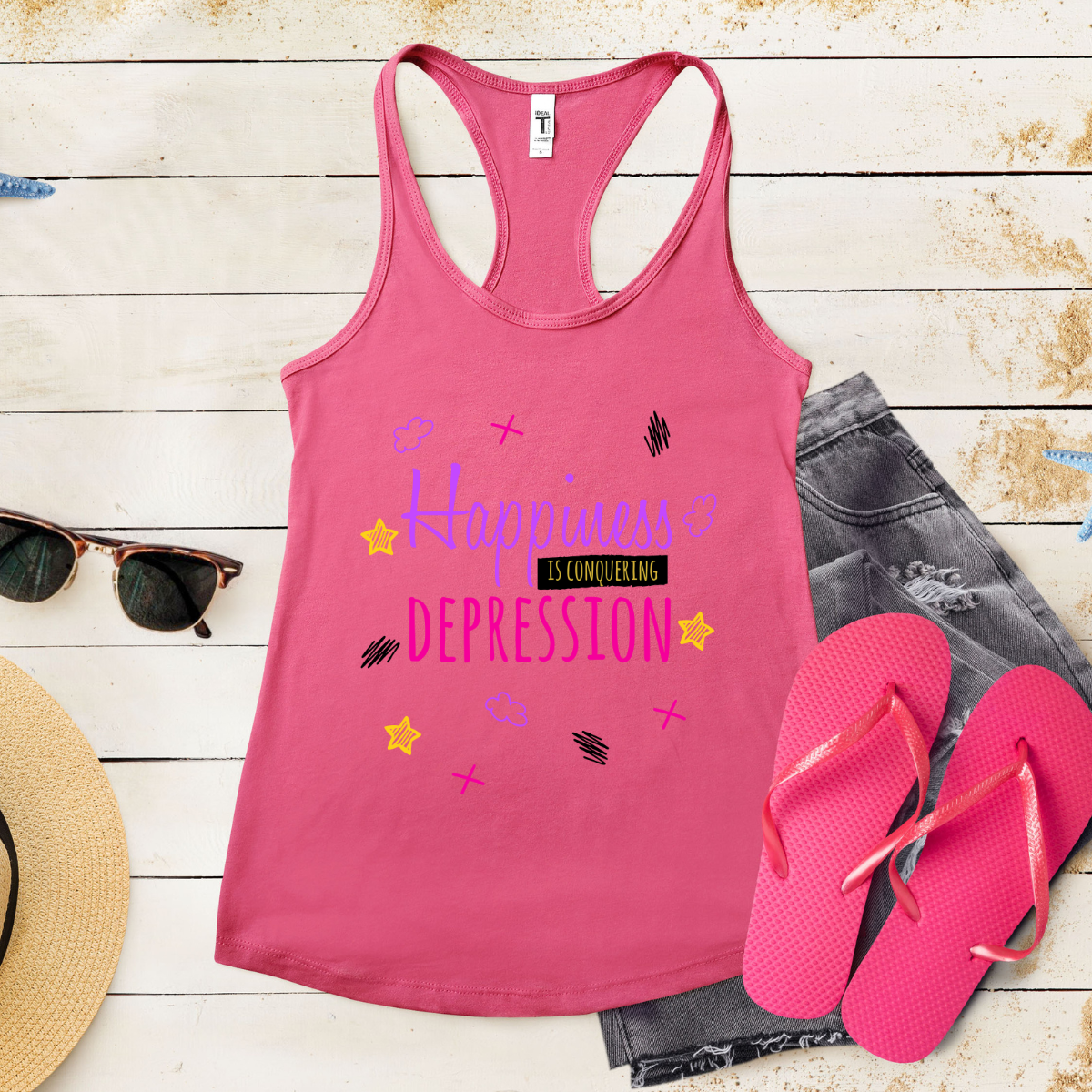 Happiness Is Conquering Depression - Women's Ideal Racerback Tank