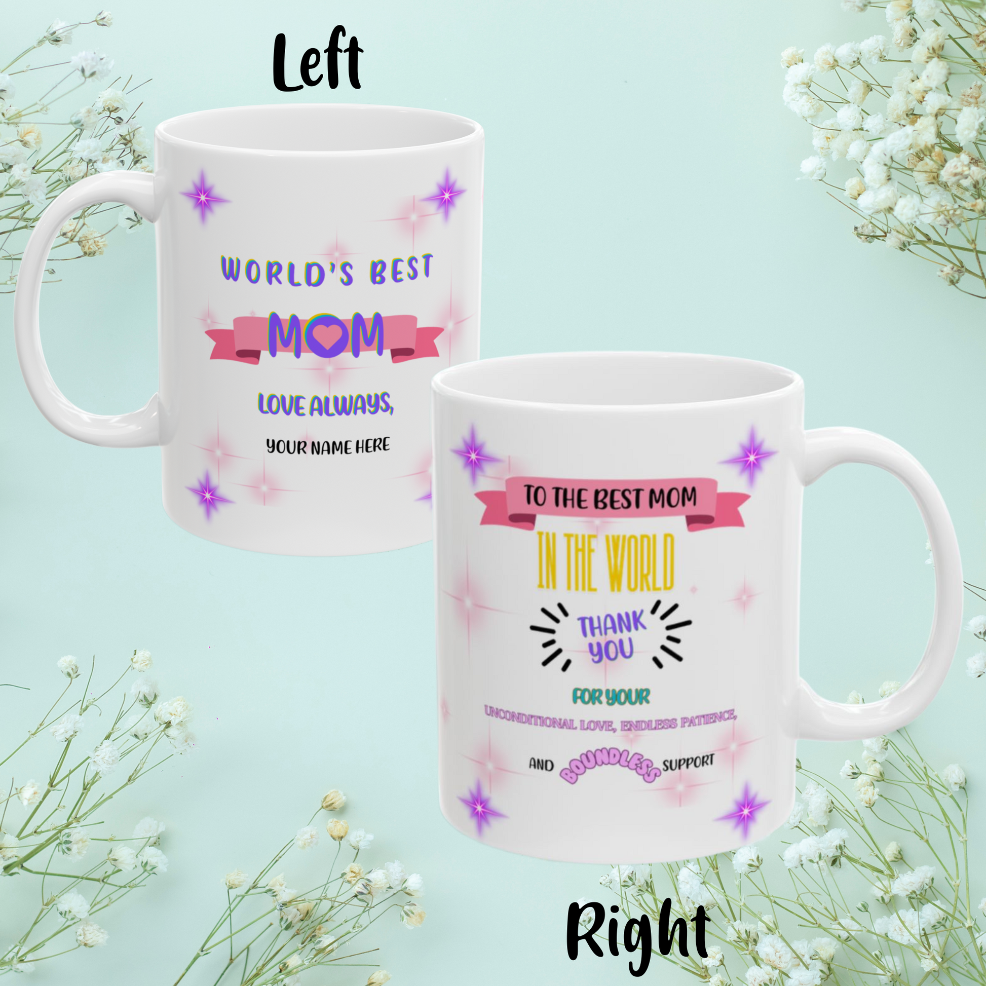 To The Best Mom In The World... Personalized World's Best Mom Ceramic Mug, (11oz, 15oz), WBM2