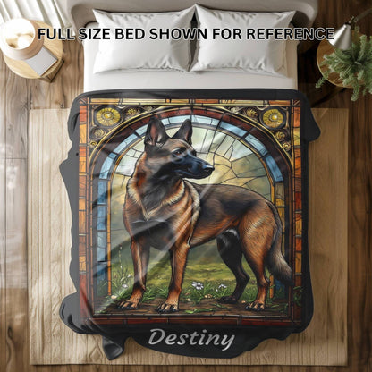 Belgian Malinois (Fawn Sable) Personalized Velveteen Plush Blanket, Pet Lover Gift, Malinois Pet Blanket, Dog Lover Gift