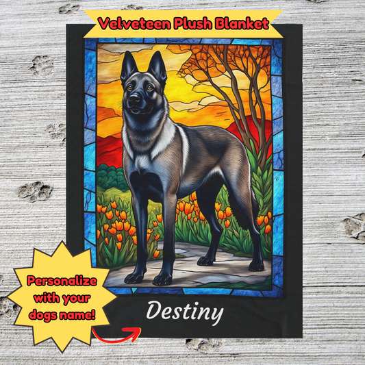 Belgian Malinois (Gray Sable) Personalized Velveteen Plush Blanket, Pet Lover Gift, Malinois Pet Blanket, Dog Lover Gift