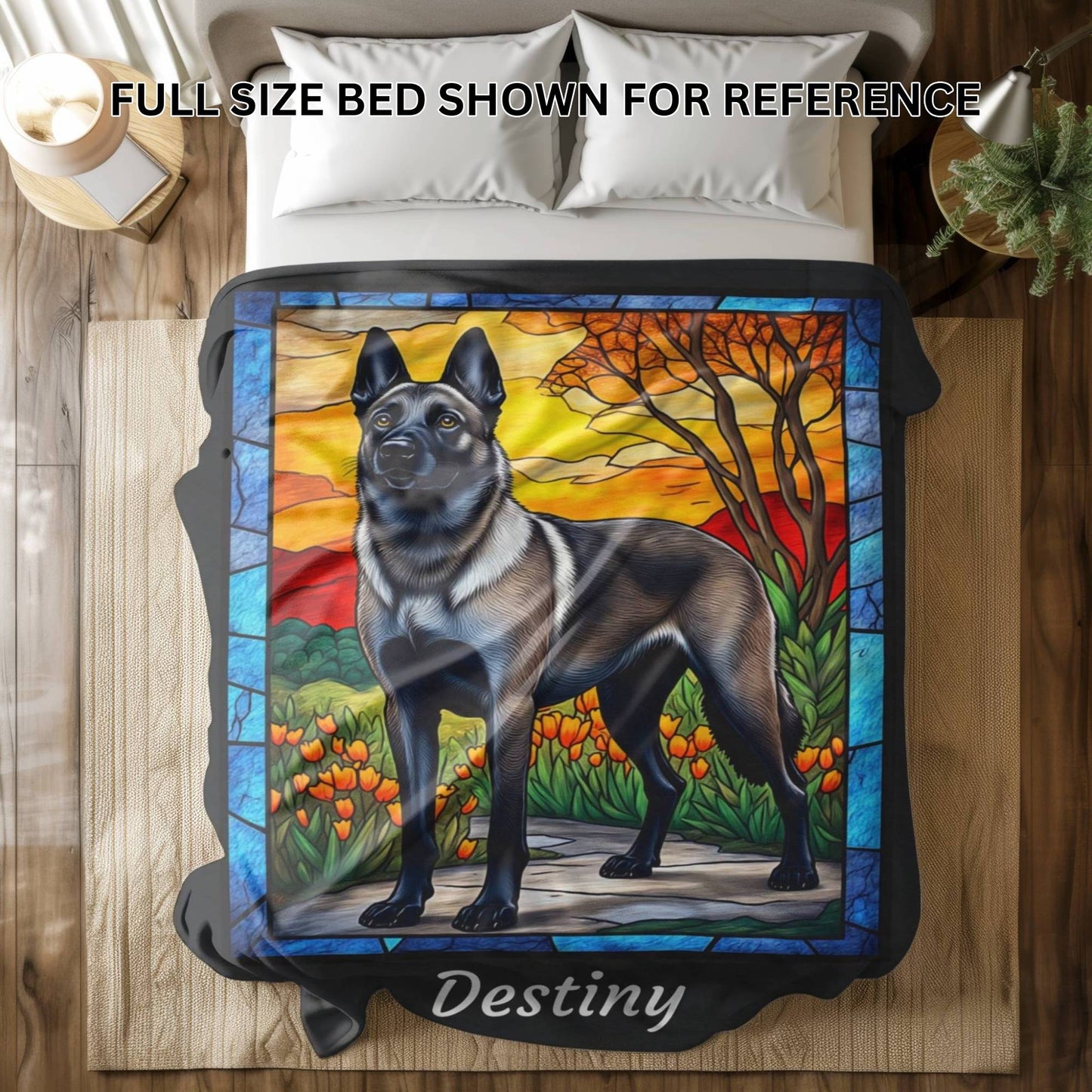 Belgian Malinois (Gray Sable) Personalized Velveteen Plush Blanket, Pet Lover Gift, Malinois Pet Blanket, Dog Lover Gift