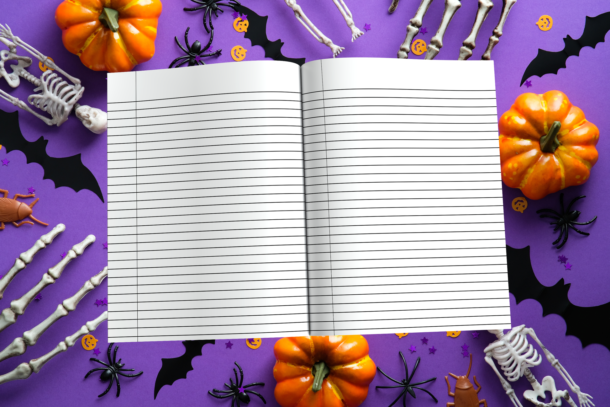 Halloween Wide Ruled Composition Notebook, Halloween Journal - Dark Brown