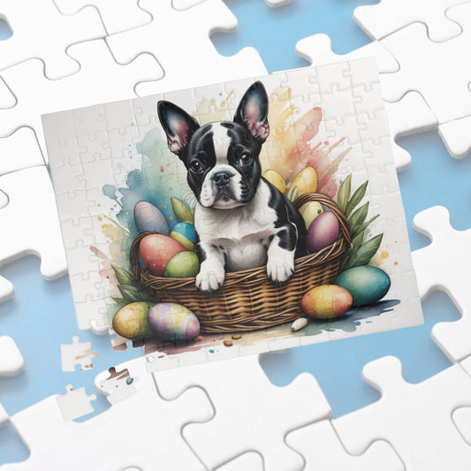 Boston Terrier Easter Puppy Puzzle - Dog Lovers, Mental Health Benefits, Holiday Fun, Mindfulness, Stress Relief, Festive Gift