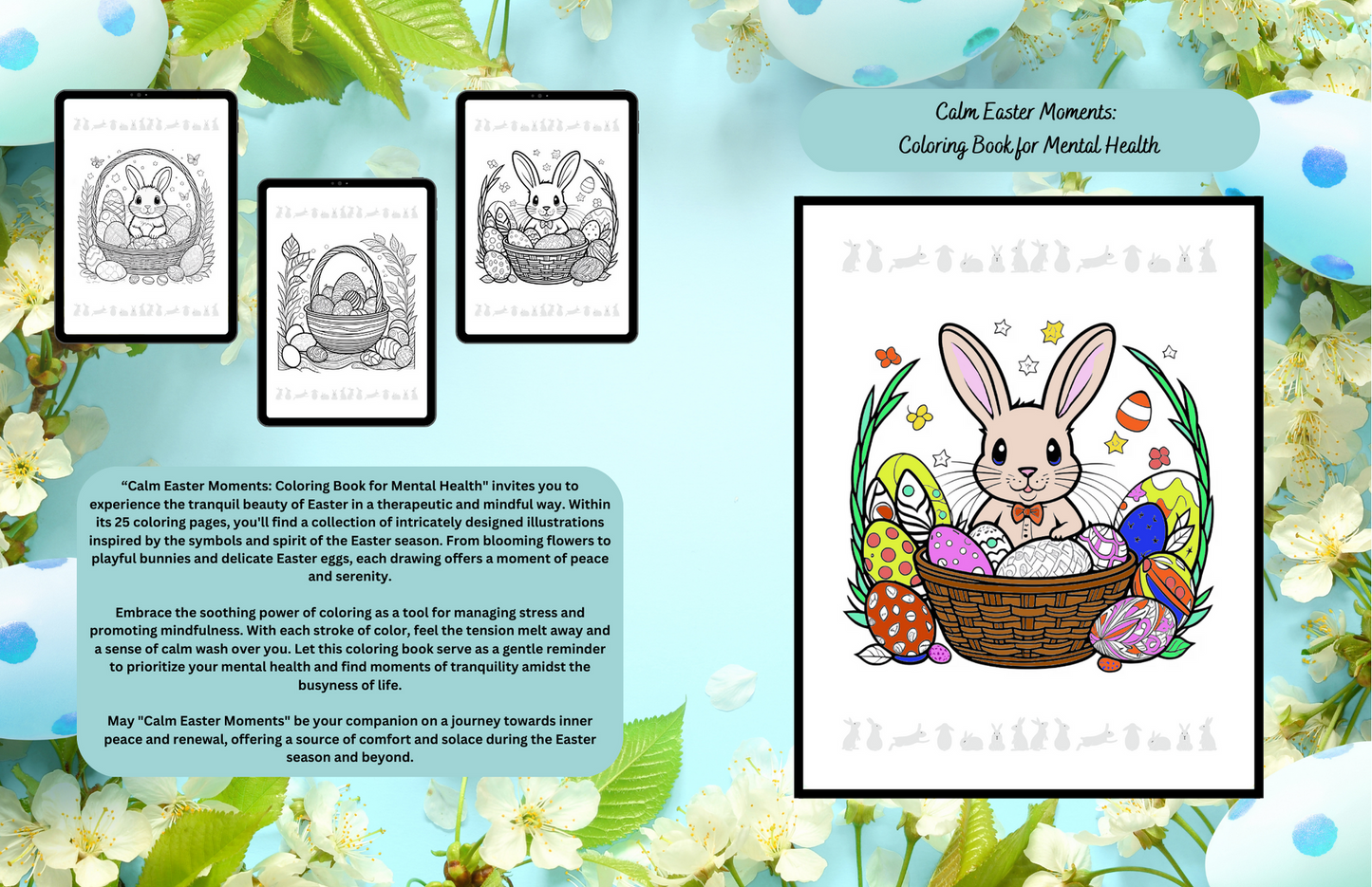 Calm Easter Moments: Coloring Book for Mental Health