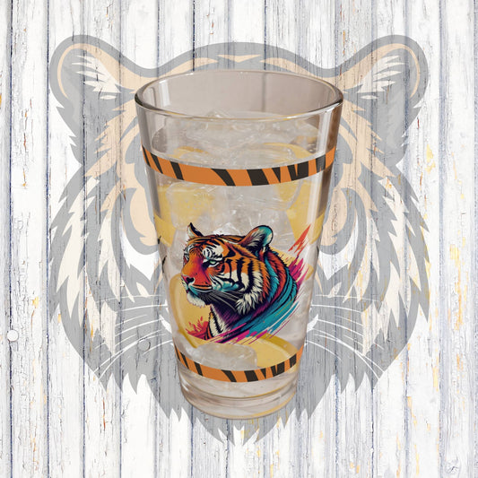 Calm in the Tiger's Stripes 16oz Tiger Pint Glass - Inspiring Strength, Courage, and Empowerment