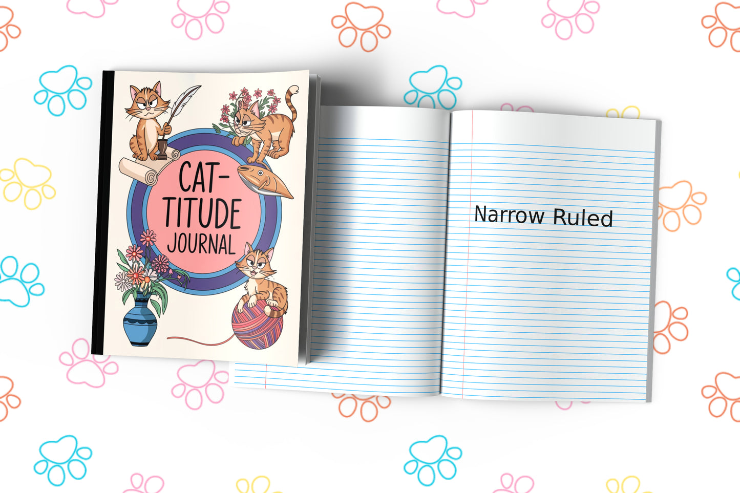 Cat-titude Journal Composition Notebook for Journaling, Therapy, Self-Care, Anxiety, Mindfulness, Affirmations & Wellness Writing