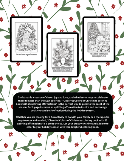 Cheerful Colors of Christmas: Christmas Coloring Book with 25 Christmas-Themed Affirmations