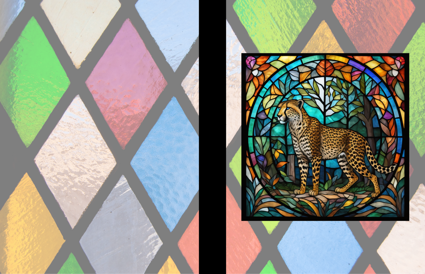 Cheetah - Stained Glass Zoo Animals Composition Notebook