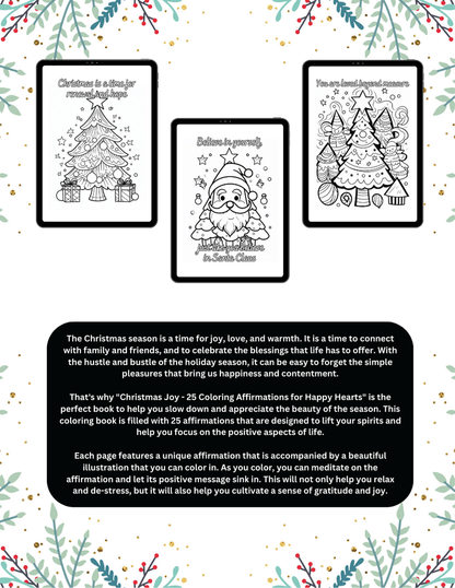 Christmas Joy:  Christmas Coloring Book with 25 Christmas-Themed Affirmations