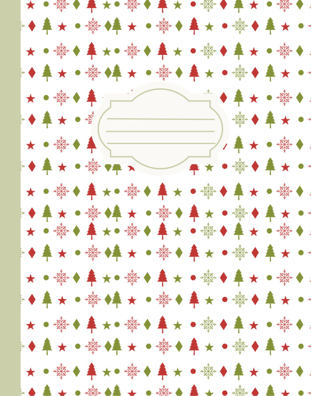 Christmas Composition Notebook (C8) - Ruled Lines In Standard Blue, Green, or Red