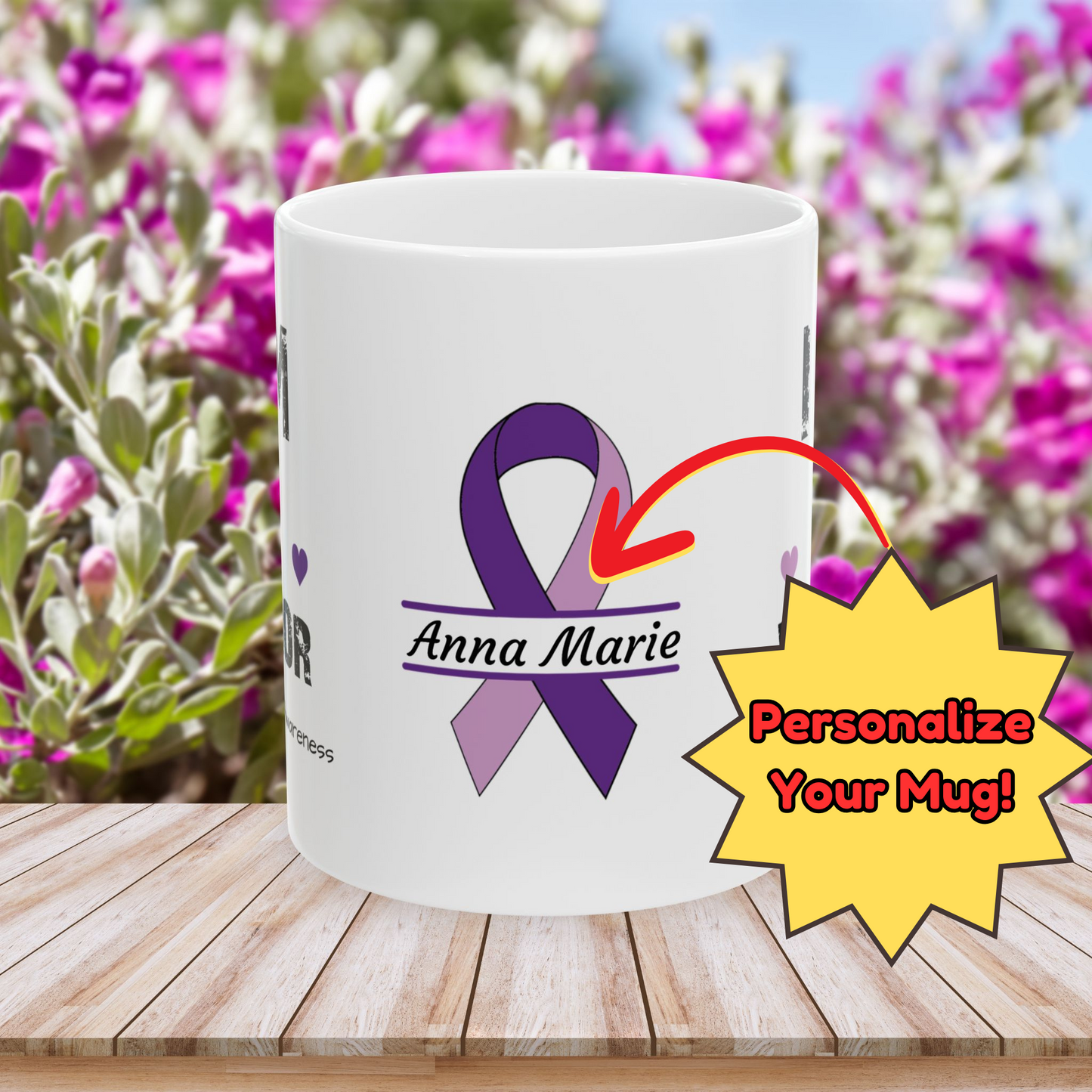 I am of a Warrior - Personalized Domestic Violence Awareness Gift, Empowerment and Resilience Ceramic Mug, Support for Survivors