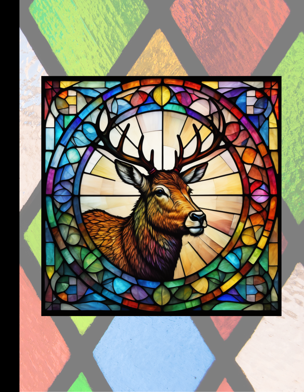 Deer - Stained Glass Zoo Animals Composition Notebook