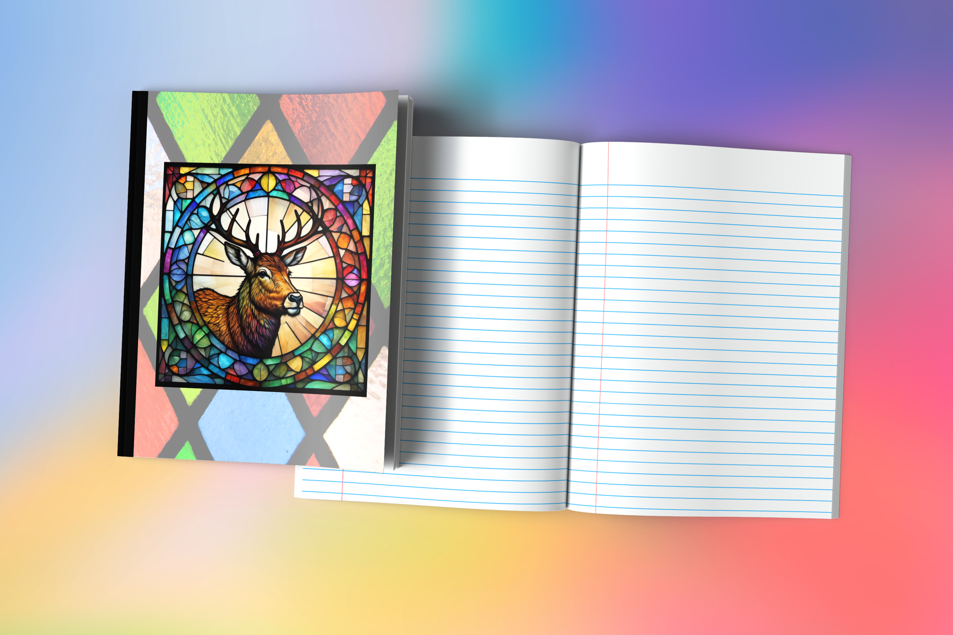 Deer - Stained Glass Zoo Animals Composition Notebook