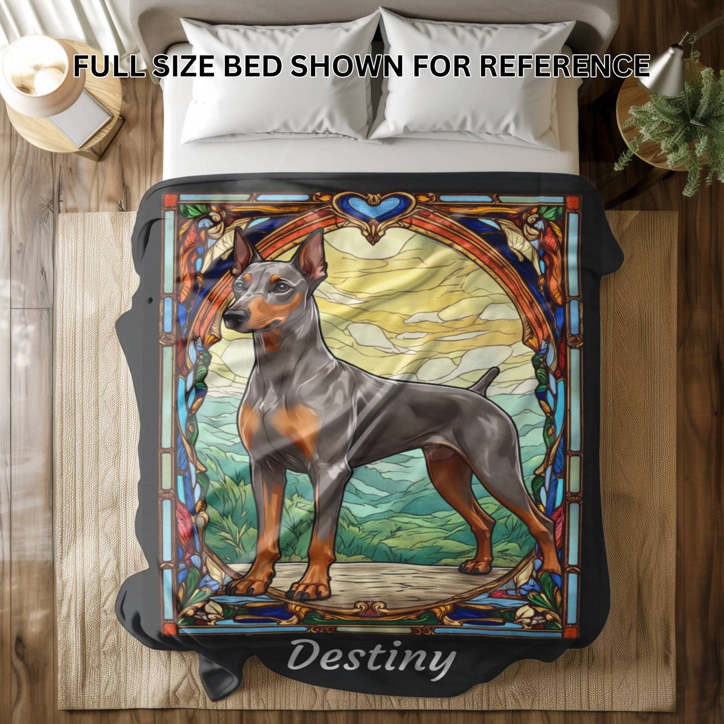 Doberman Pinscher (Fawn/Isabella & Rust) Personalized Velveteen Plush Blanket, Pet Lover Gift, Doberman Pet Blanket, Dog Lover Gift