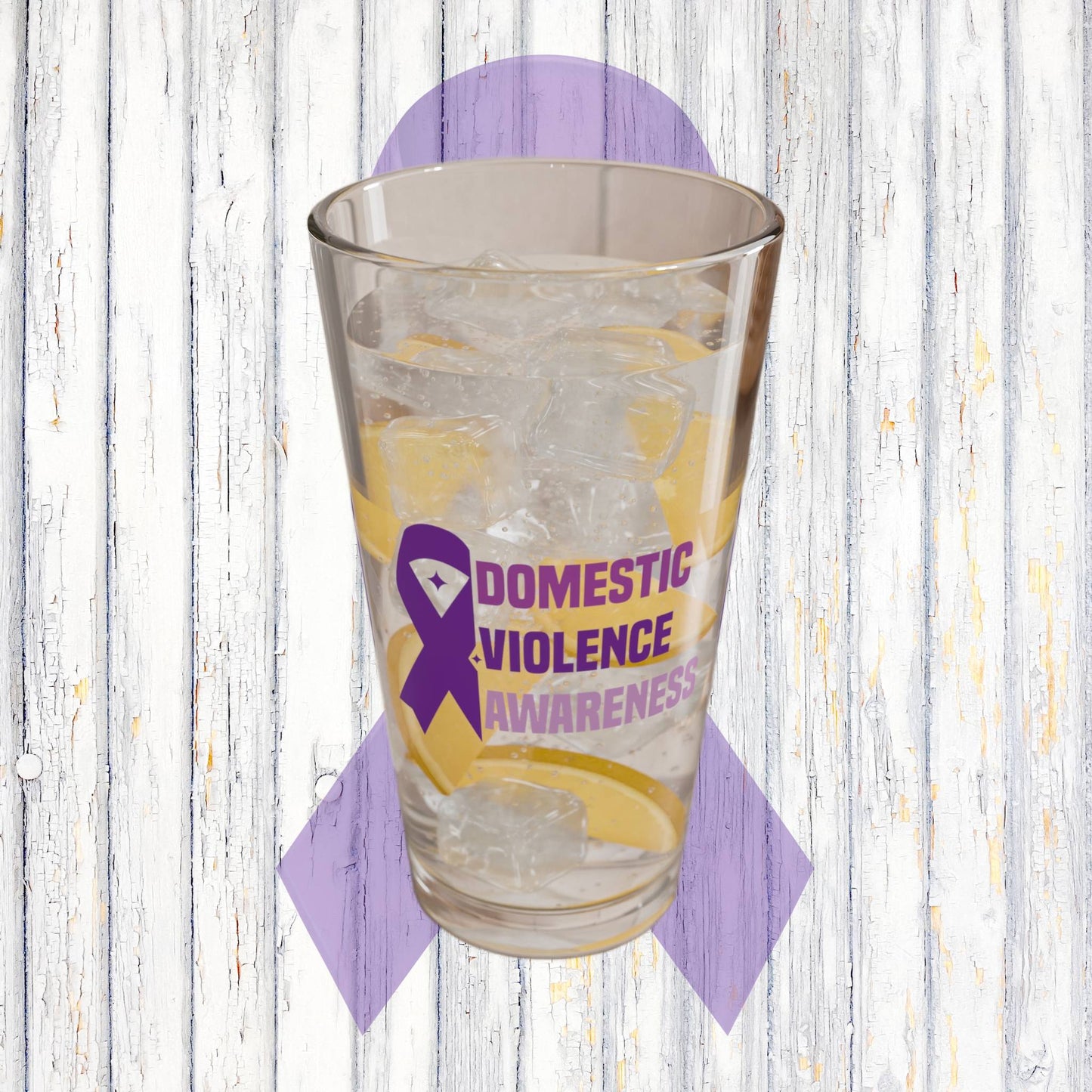 Domestic Violence Awareness 16oz Pint Glass - Stop Abuse, Support Survivors, Break the Silence