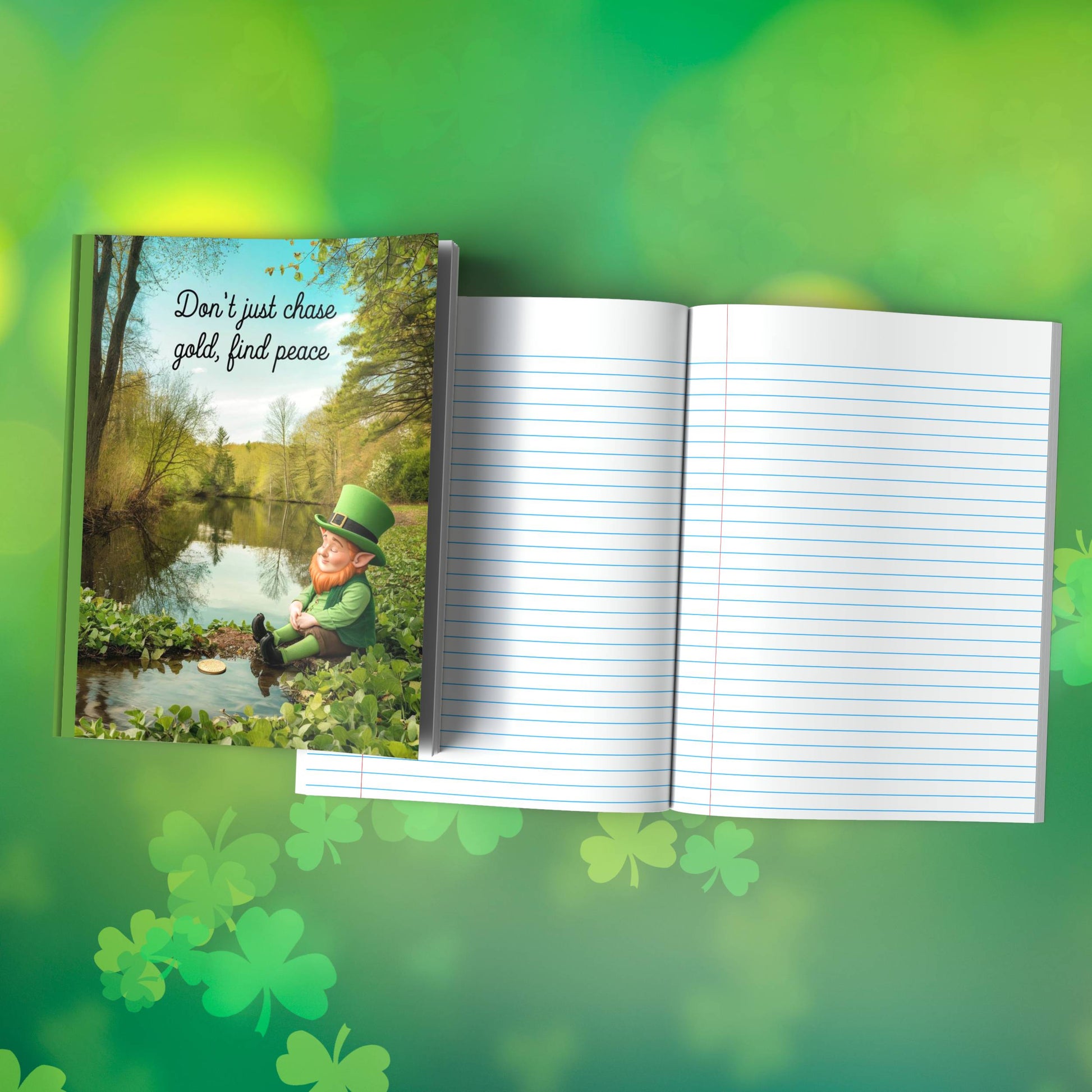 Don't Just Chase Gold, Find Peace Premium St. Patrick's Day Composition Notebook Journal with Wide-Ruled Lines