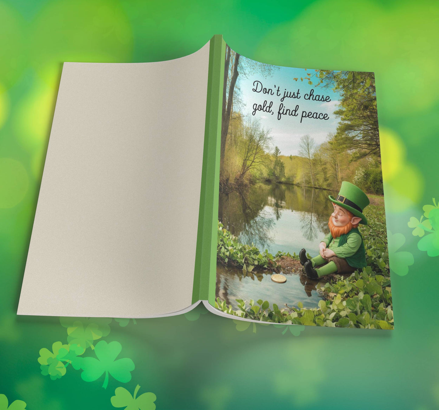 Don't Just Chase Gold, Find Peace Premium St. Patrick's Day Composition Notebook Journal with Wide-Ruled Lines