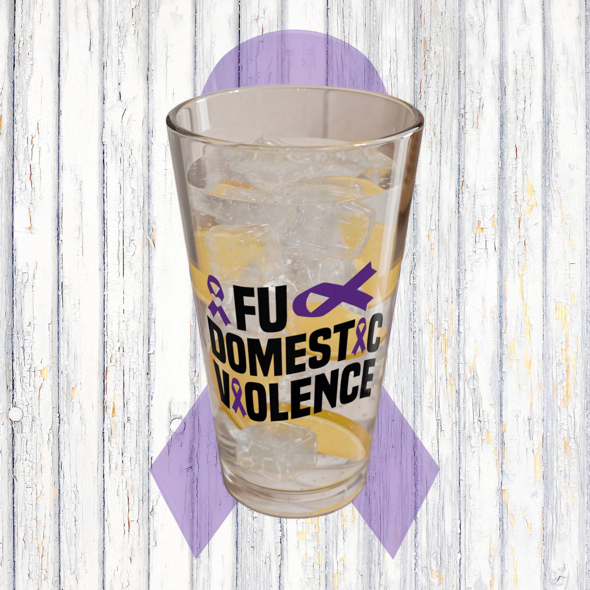 FU Domestic Violence 16oz Pint Glass - Stop Abuse, Support Survivors, Break the Silence