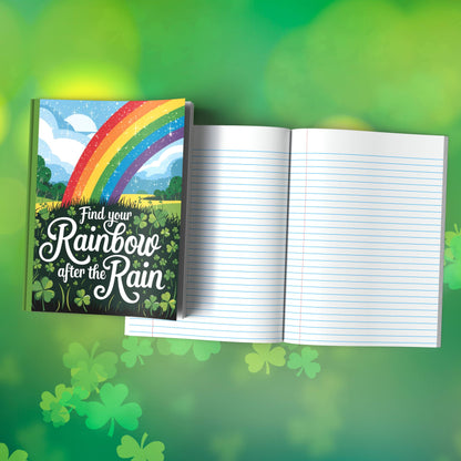 Find Your Rainbow After The Rain Premium St. Patrick's Day Composition Notebook Journal with Wide-Ruled Lines