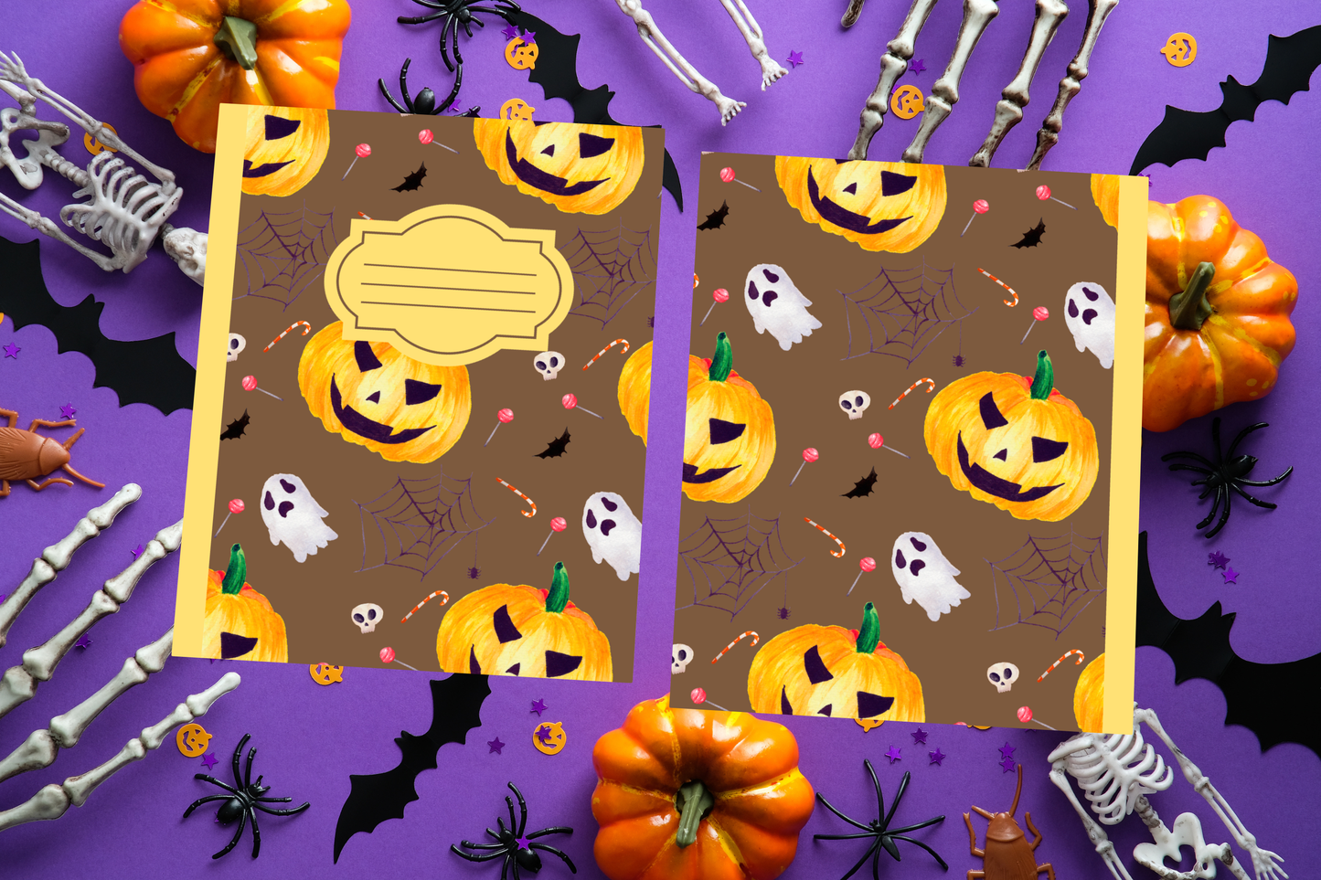 Halloween Wide Ruled Composition Notebook, Halloween Journal - Brown