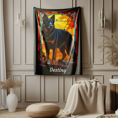 German Shepherd (Black & Red Blanket) Personalized Velveteen Plush Blanket, Pet Lover Gift, German Shepherd Pet Blanket, Dog Lover Gift