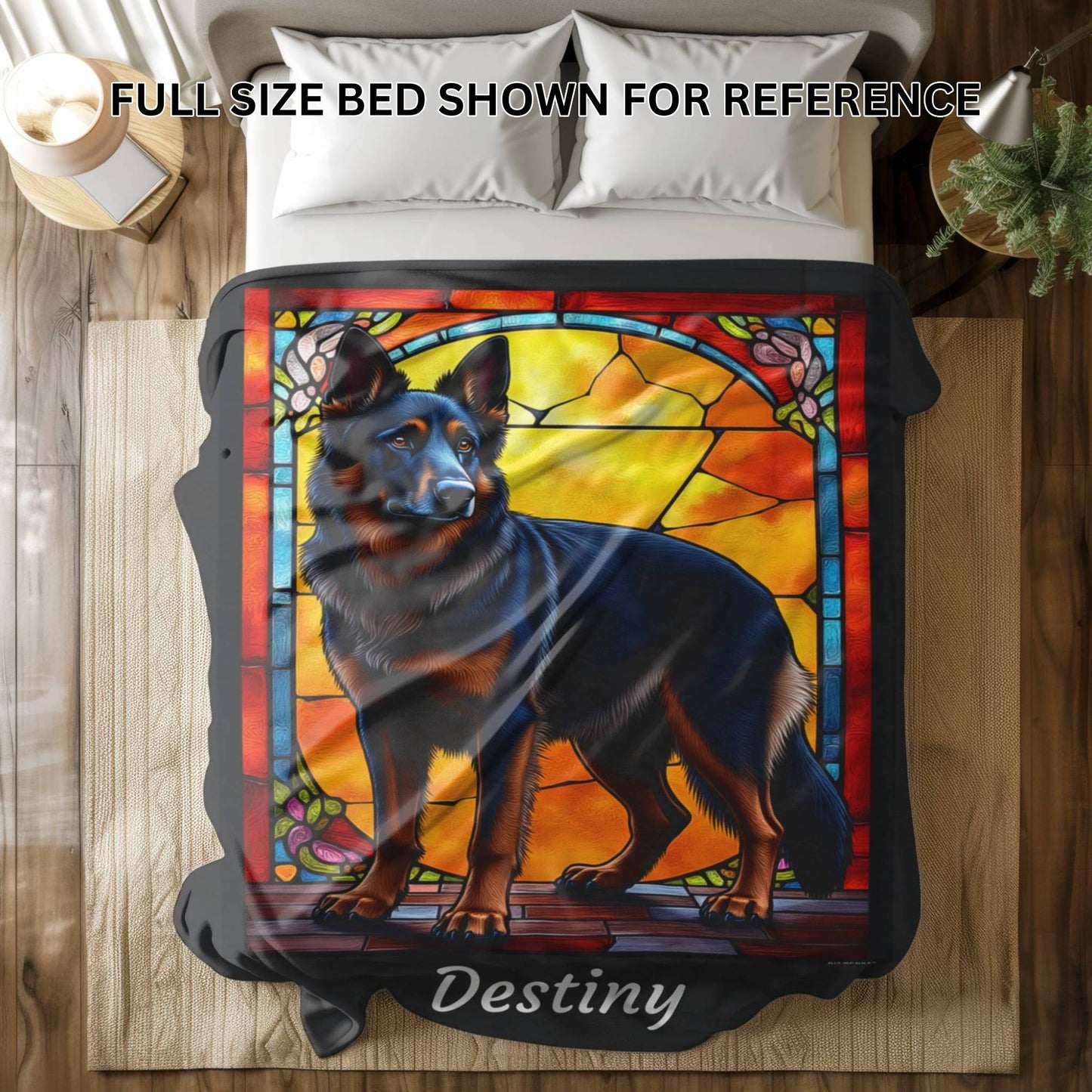 German Shepherd (Black & Red Blanket) Personalized Velveteen Plush Blanket, Pet Lover Gift, German Shepherd Pet Blanket, Dog Lover Gift