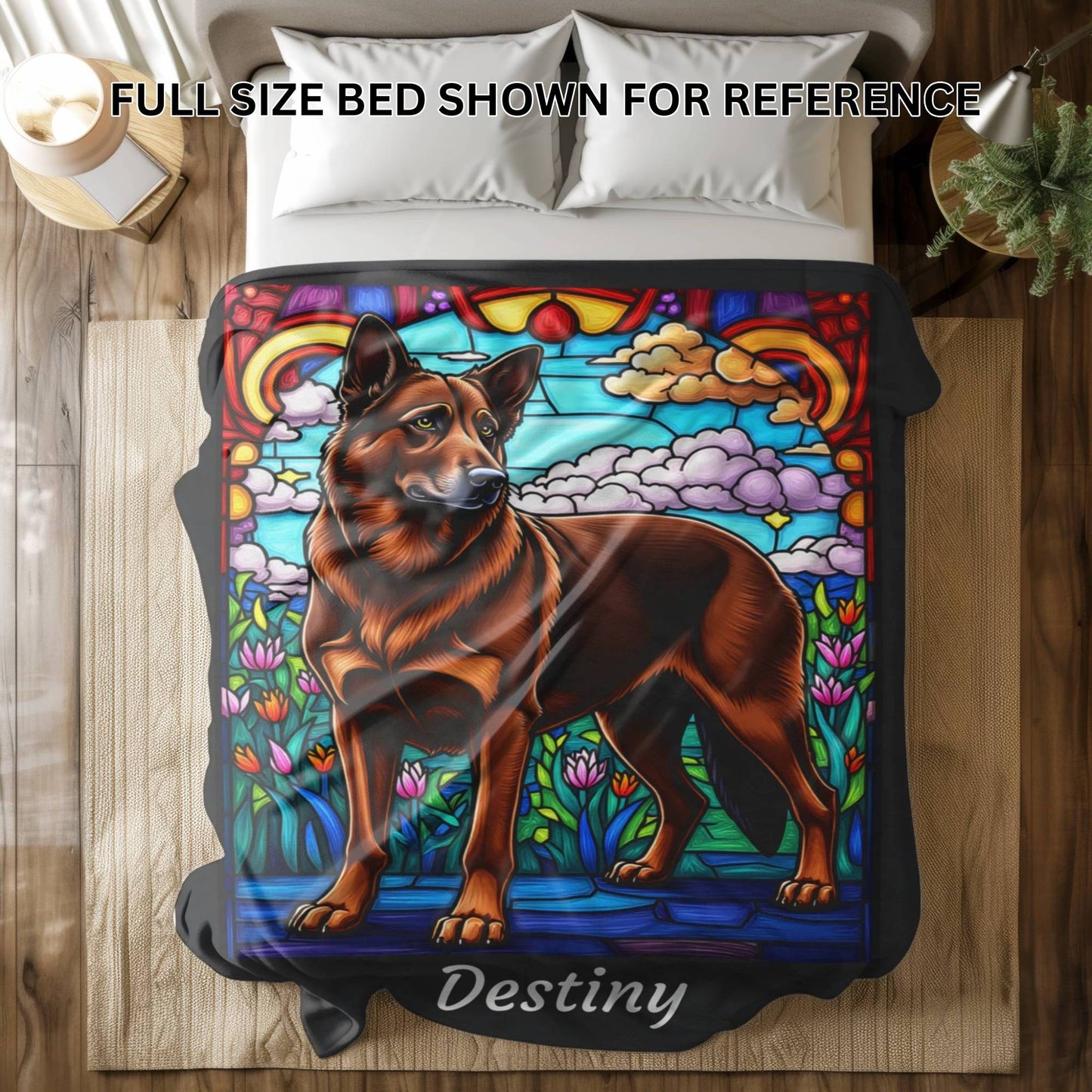 German Shepherd (Liver) Personalized Velveteen Plush Blanket, Pet Lover Gift, German Shepherd Pet Blanket, Dog Lover Gift