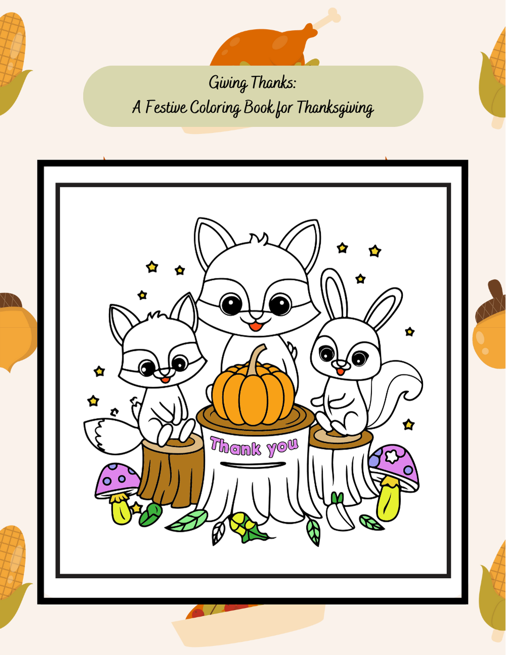 Giving Thanks Thanksgiving Affirmations Coloring Book: Mindfulness, and Relaxation, Fall-Themed Family Activity and Holiday Gift