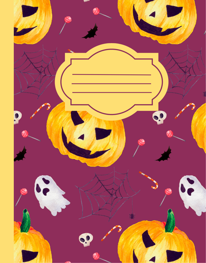 Halloween Wide Ruled Composition Notebook, Halloween Journal - Plum