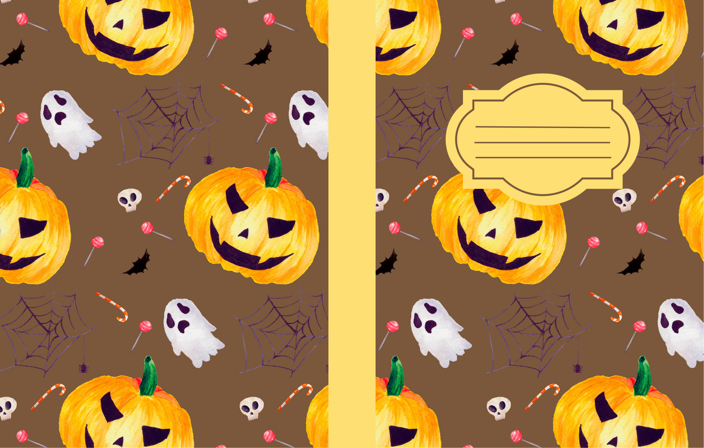 Halloween Wide Ruled Composition Notebook, Halloween Journal - Brown