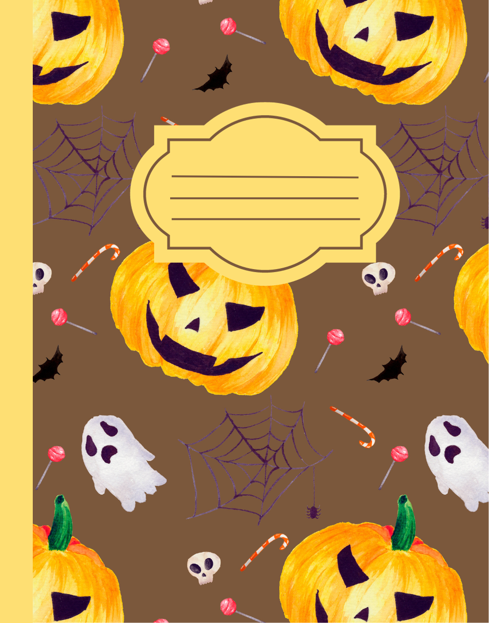 Halloween Wide Ruled Composition Notebook, Halloween Journal - Brown