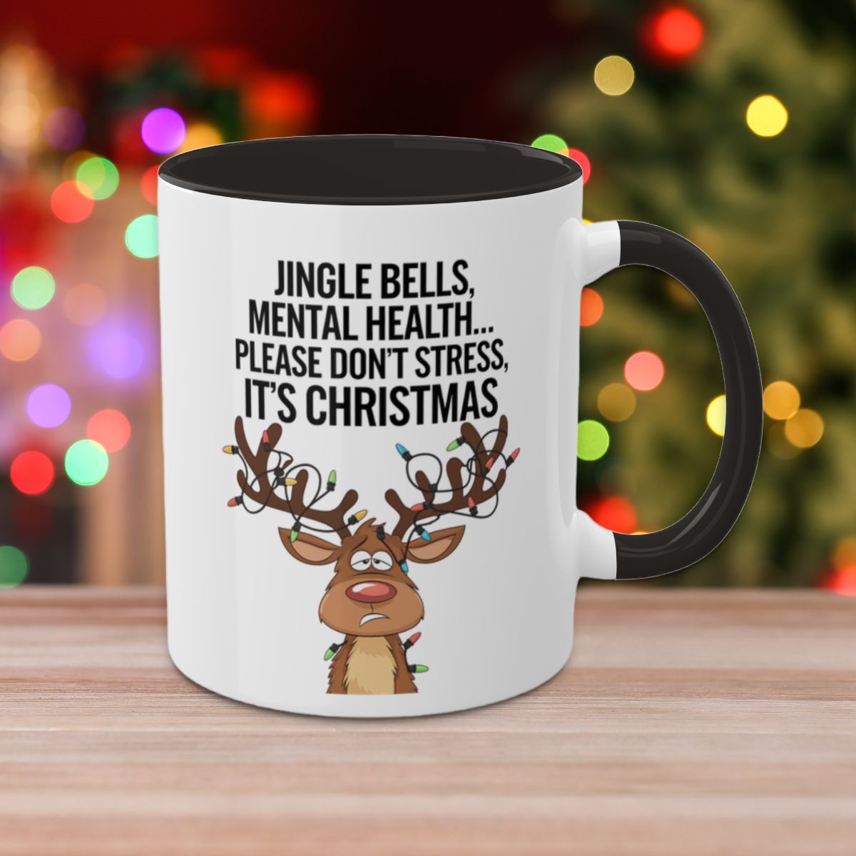 Jingle Bells, Mental Health... Please Don't Stress, It's Christmas: Colorful Christmas Mugs, Funny Mental Health Mug, Anxiety Humor Coffee Cup, Holiday Self-Care Gift, Festive Stocking Stuffer