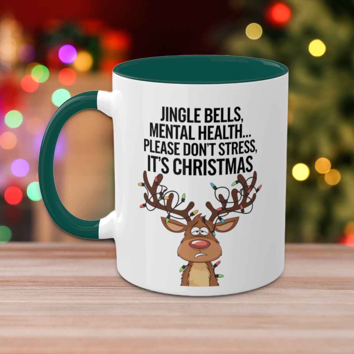 Jingle Bells, Mental Health... Please Don't Stress, It's Christmas: Colorful Christmas Mugs, Funny Mental Health Mug, Anxiety Humor Coffee Cup, Holiday Self-Care Gift, Festive Stocking Stuffer