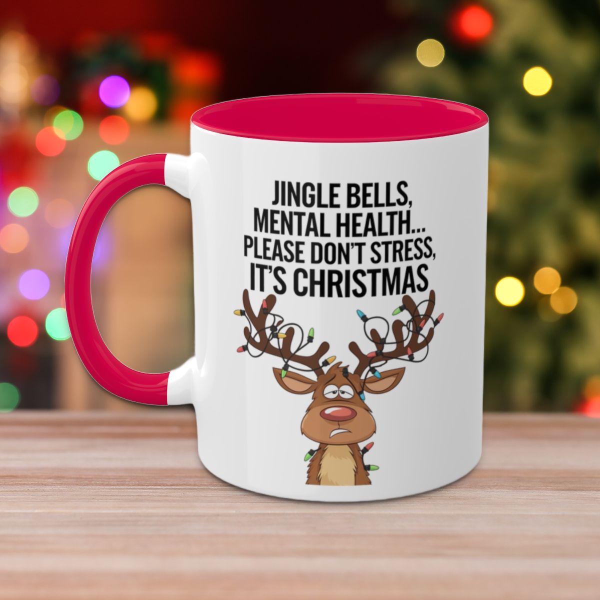 Jingle Bells, Mental Health... Please Don't Stress, It's Christmas: Colorful Christmas Mugs, Funny Mental Health Mug, Anxiety Humor Coffee Cup, Holiday Self-Care Gift, Festive Stocking Stuffer