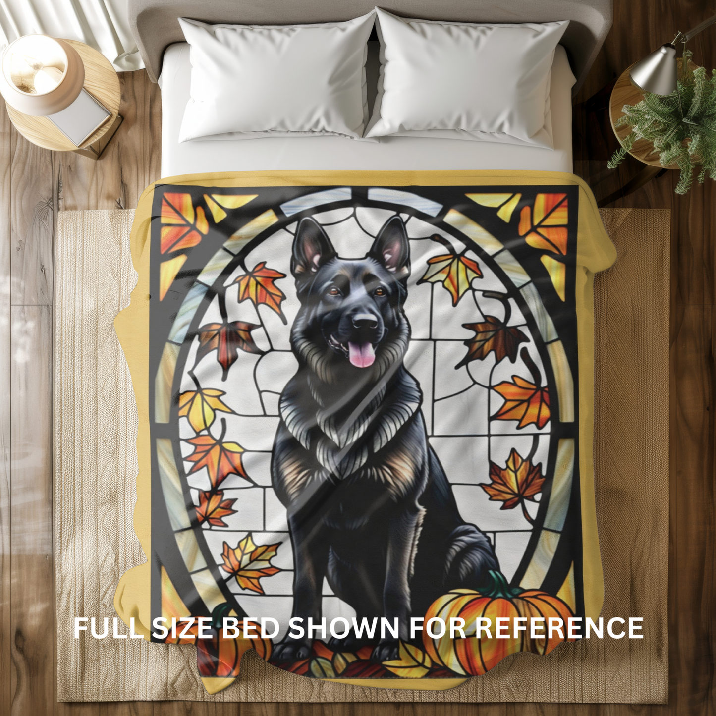 Black German Shepherd Dog Velveteen Plush Blanket - Pet Lover Gift, Black German Shepherd Pet Blanket, Dog Lover Gift