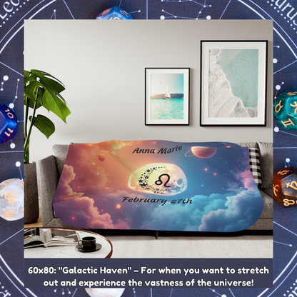 Leo Sherpa Blanket - Personalized Astrology Throw for Zodiac Lovers, Custom Horoscope Gift, Star Sign Cosmic Blanket, Zodiac Star Throw