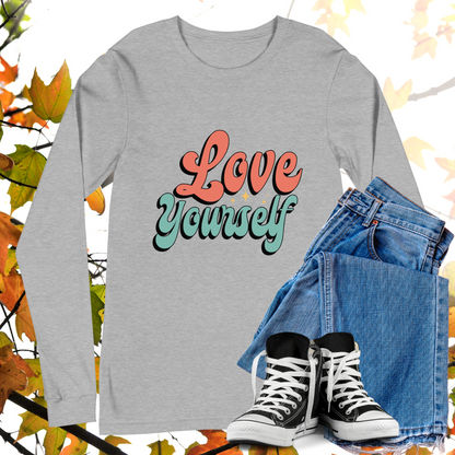 Love Yourself - Retro Long Sleeve Tee, Bella + Canvas