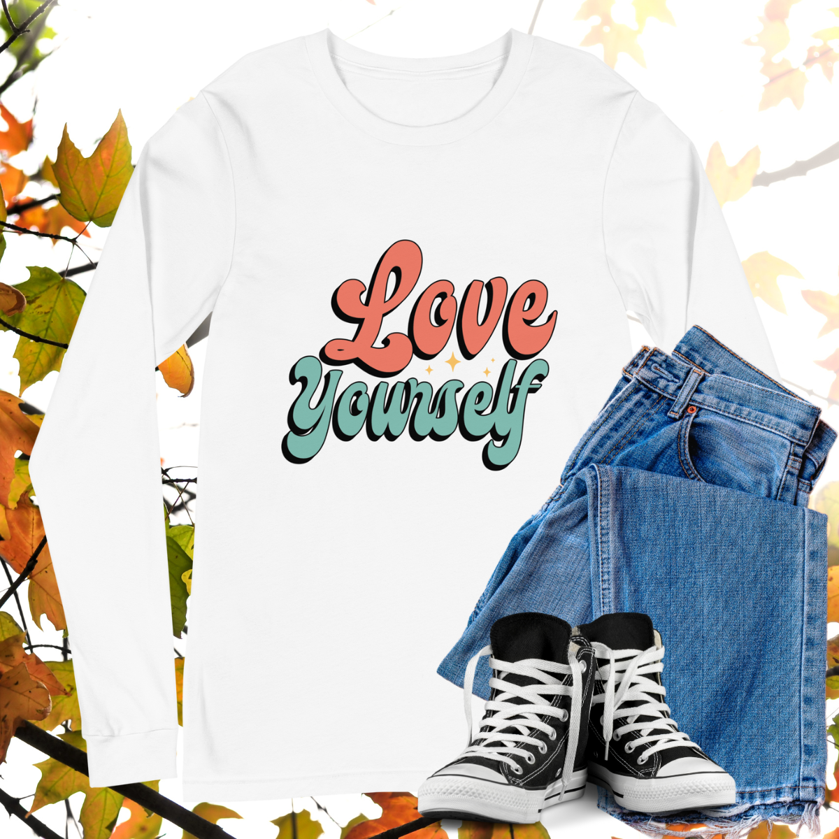 Love Yourself - Retro Long Sleeve Tee, Bella + Canvas