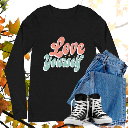 Love Yourself - Retro Long Sleeve Tee, Bella + Canvas